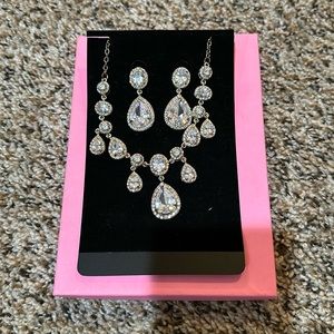 Formal statement necklace and earring set